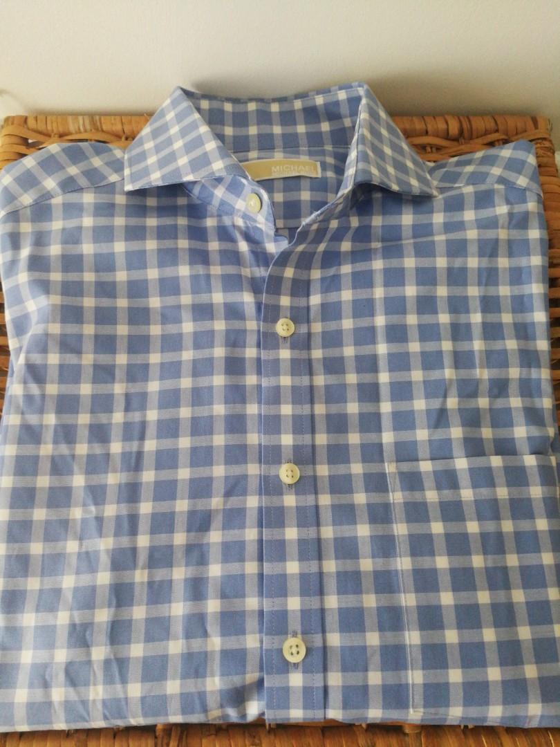 Buy Michael Kors Logo Print Slim Fit Cotton Stretch Shirt  Navy Blue Color  Men  AJIO LUXE