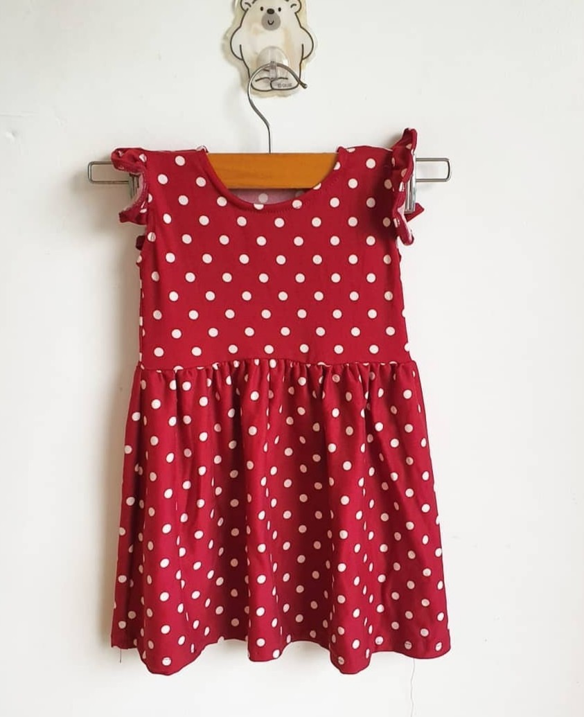 baby red polka dot dress