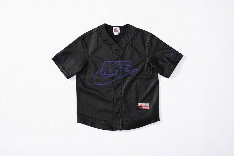 NIKE x SUPREME Leather Baseball Jersey (Black) Sz Large New with Tags In  Hand!