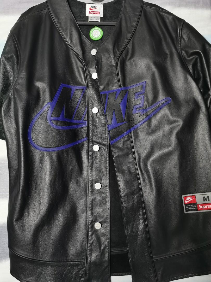 Supreme Nike Leather Baseball Jersey Black - FW19