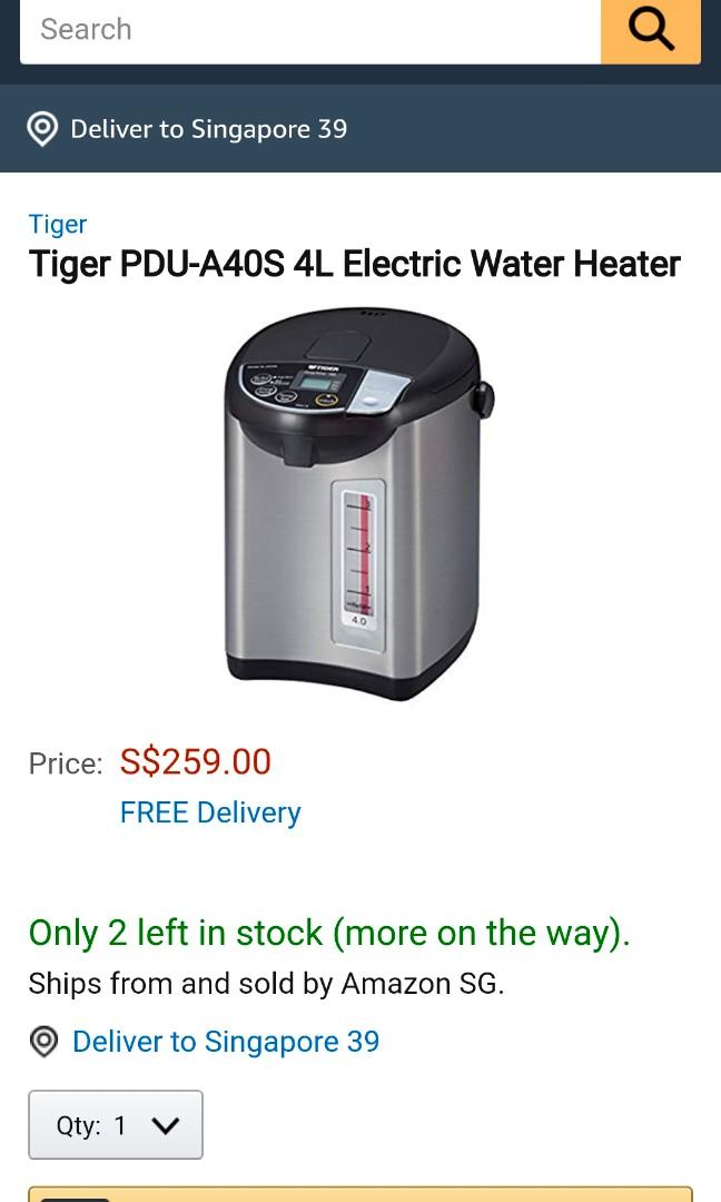 Tiger PDUA40S Electric Hot Water Dispenser 4 liter, TV & Home