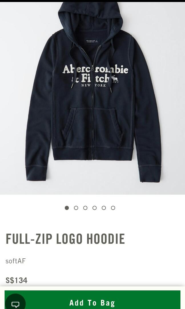 Logo full clearance zip hoodie abercrombie