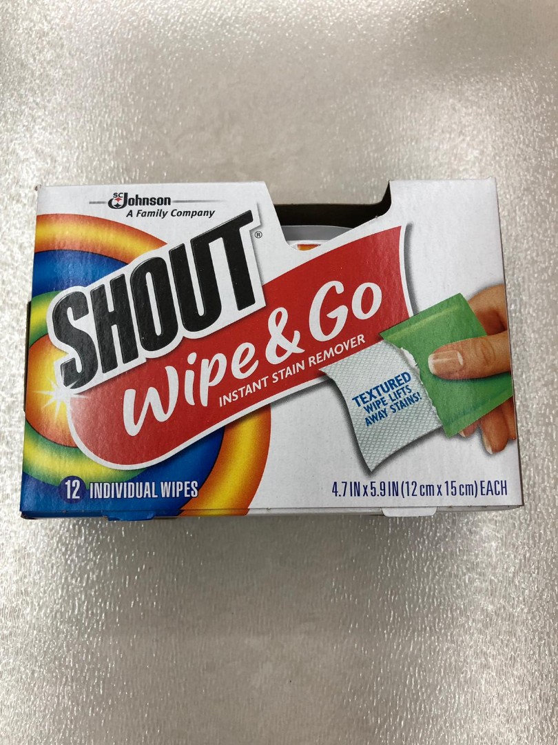Shout Wipe & Go Instant Stain Remover Wipes 12 Pieces - 3 Pack