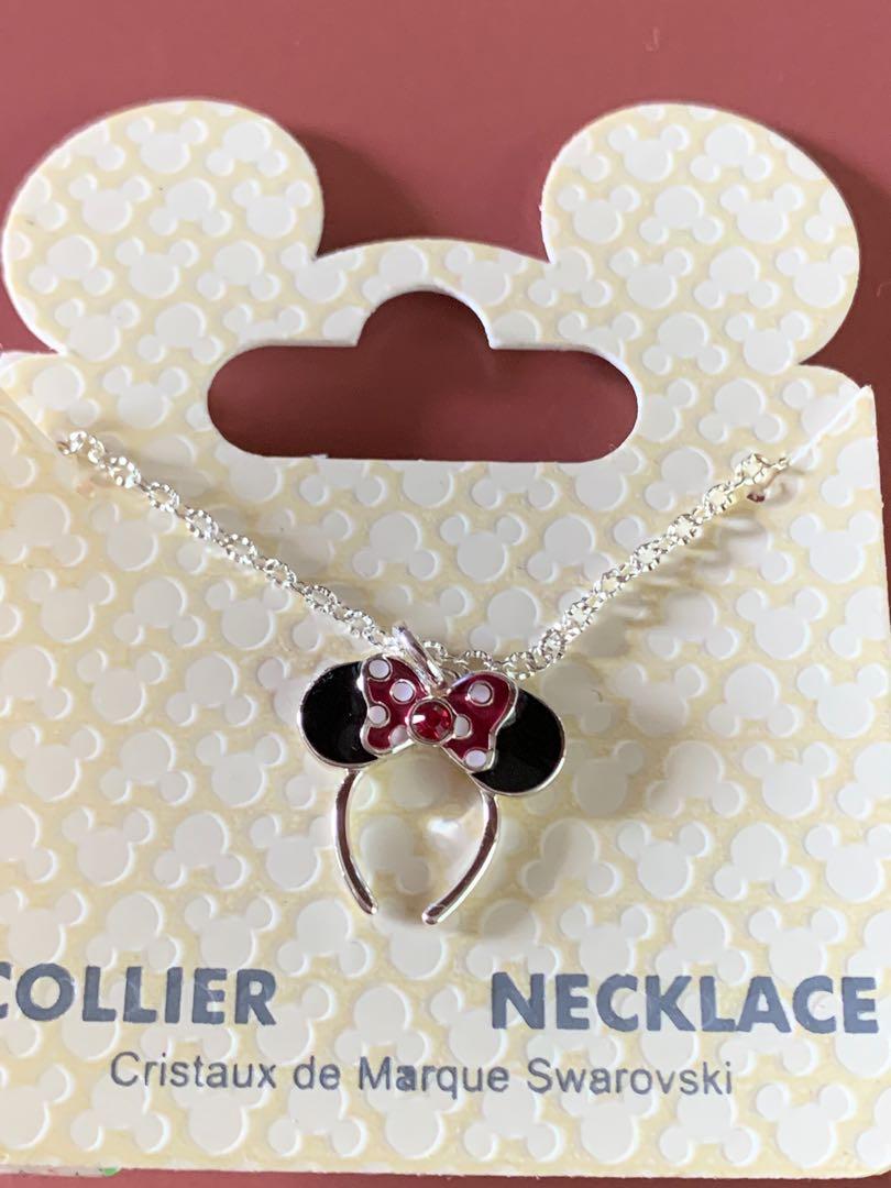 Disney Minnie Mouse Bow Headband Ears Necklace with Swarovski