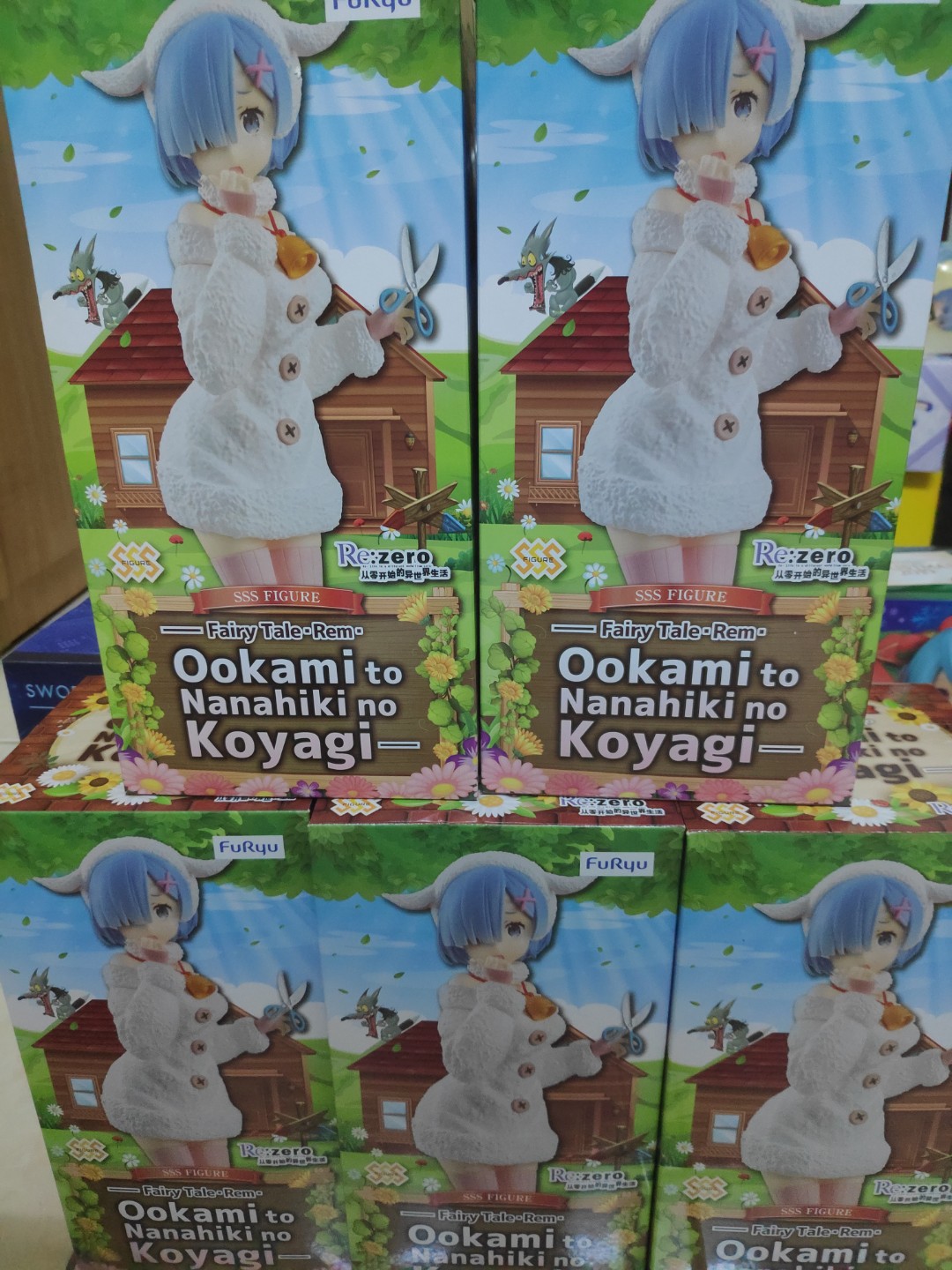 Furyu ReZero Rem wolf and seven little goats figure, Hobbies & Toys