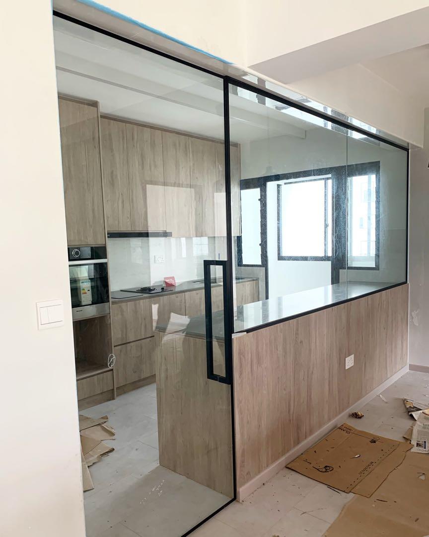 Kitchen Glass Door, Home Services, Renovations on Carousell