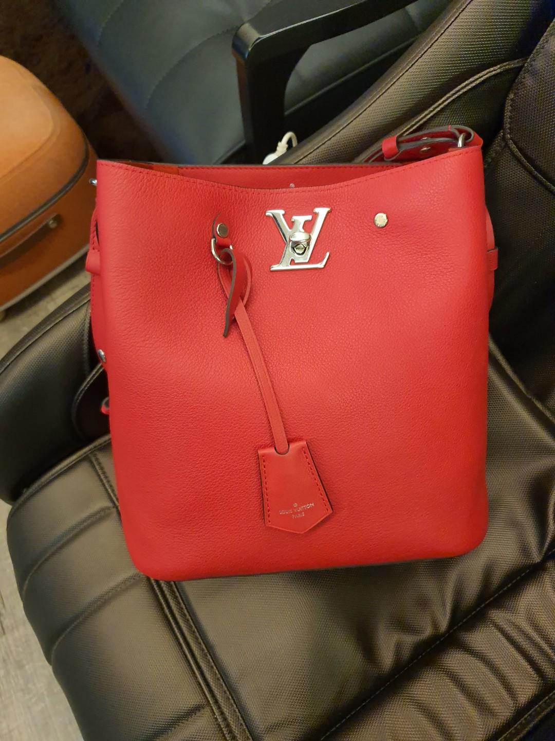 Louis Vuitton Lockme Bucket Bag Leather Red