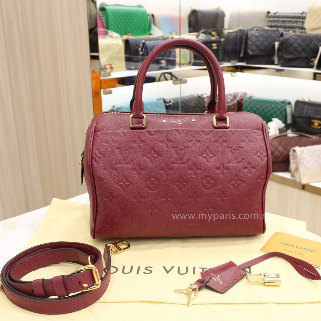 Louis Vuitton Burgundy Monogram Empreinte Leather Speedy