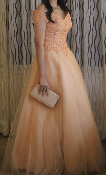 Peach A Line Gown for prom debut formal occassions