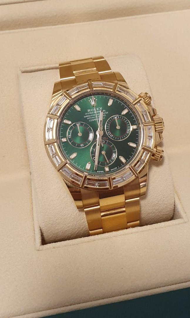 Rolex daytona Green Dial Baguette 
