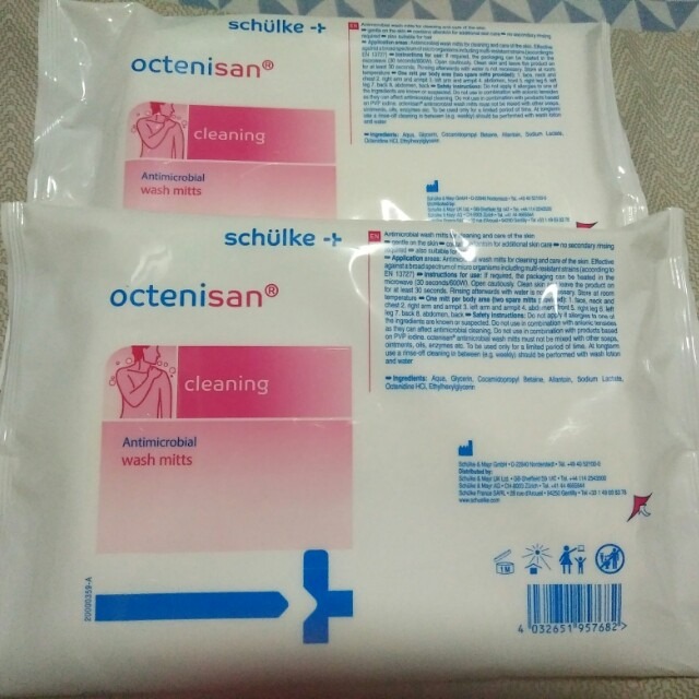 Schulke Octenisan Antimicrobial Wash Mitts Cleaning Wet Wipes 10pcs Health Beauty Bath Body On Carousell