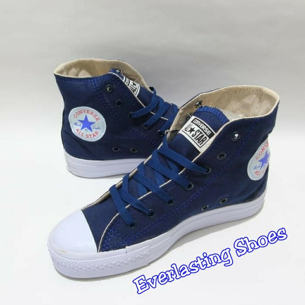 Sepatu Converse All Star High Full Navy Biru Denim Dongker Chuck Taylor II Grade Original Premium Quality Shoes Shoe Sneakers Sneaker Made in Vietnam