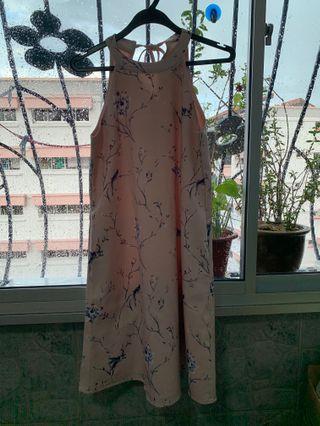 Pink halter floral dress