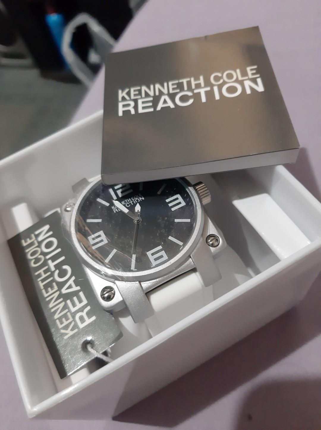 Authentic Kenneth Cole Reaction Men's watch (Category: Men's Watches) located in Manila. Submitted by time07 (Listing ID 269185097, Image 3). Description: Authentic and original Kenneth Cole Reaction White Silicone Men's watch. Brand new, never been used, protective covers on the front and back are still intact. Model # RK1307. Research is encouraged. Fits wrists up to 8 inches Dial window material type : Hesalite Display Type : Analog Case mater