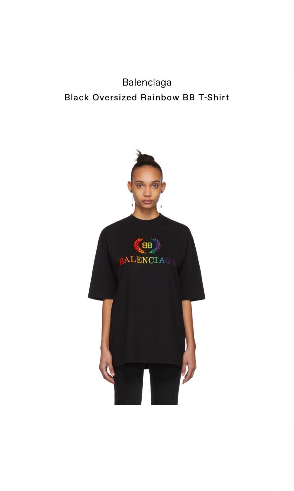 balenciaga t shirt black rainbow