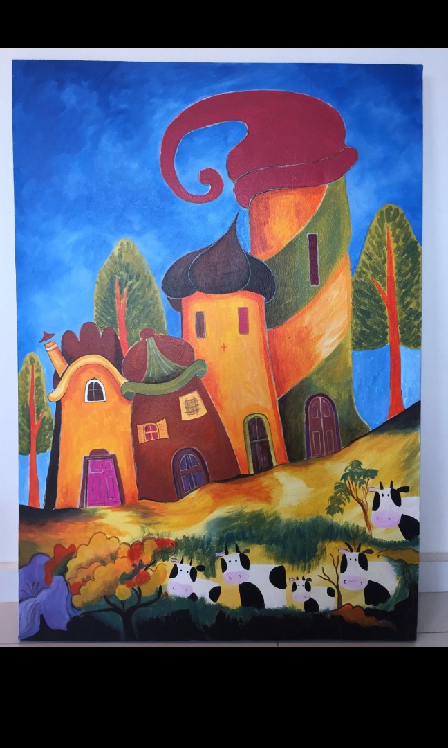 Canvas Painting Mushroom House Hobbies Toys Stationery Craft Art Prints On Carousell