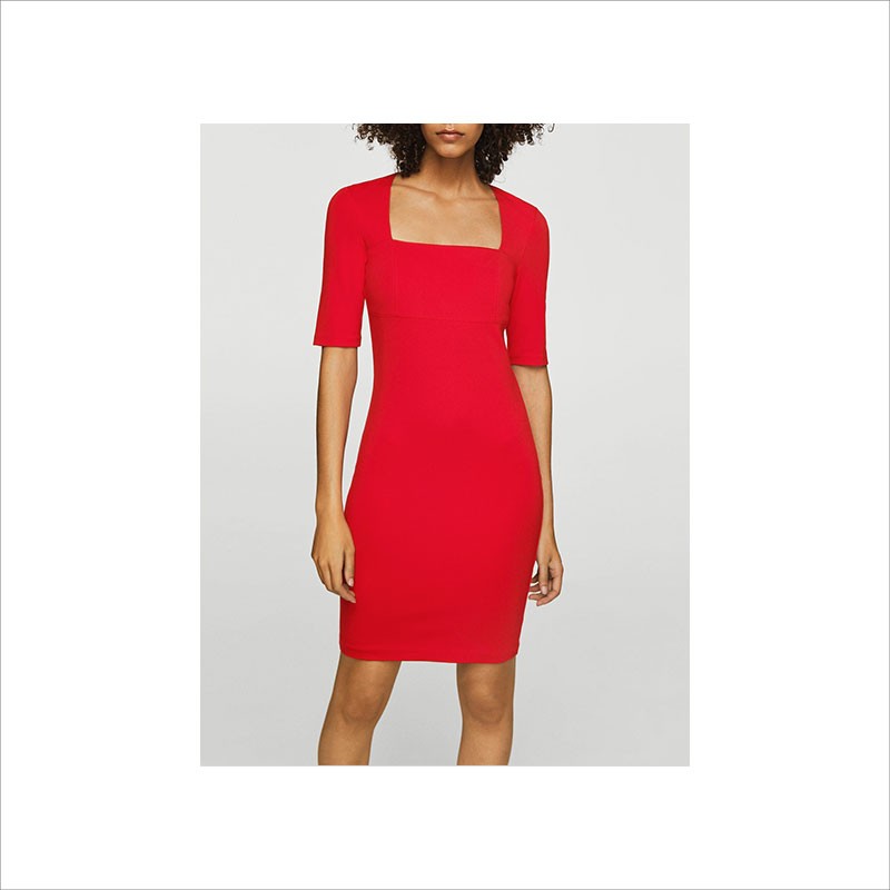 Mango Square Neck Dress, Women's
