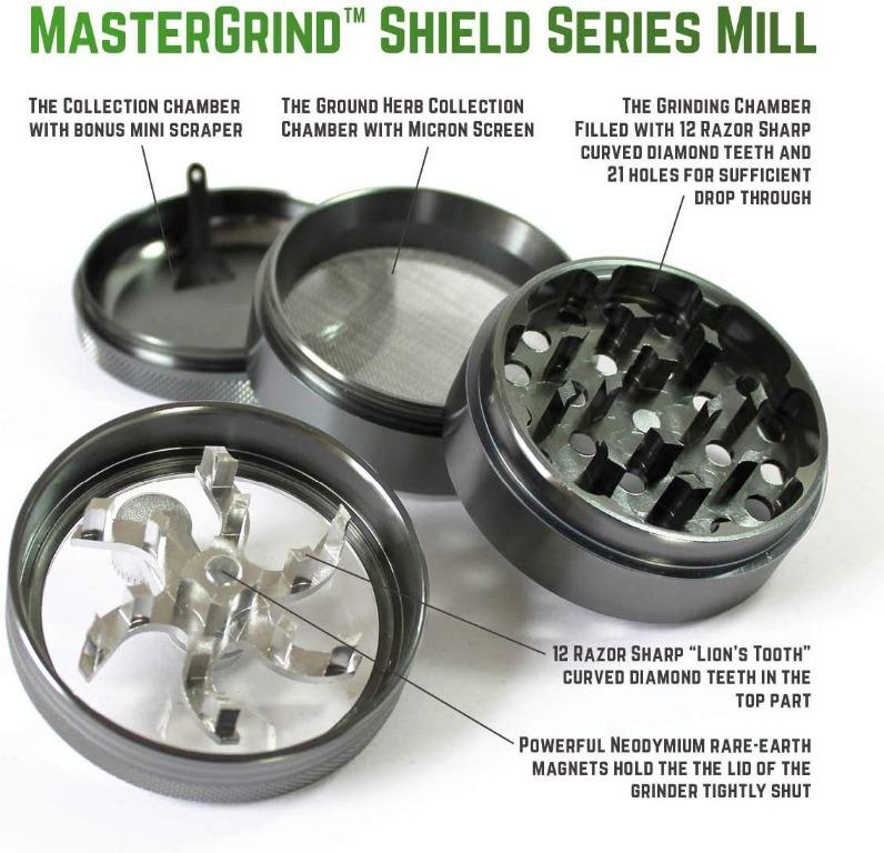 Masterdam 4Part Mill Grinder for Herb and Spice Grinders with Micron
