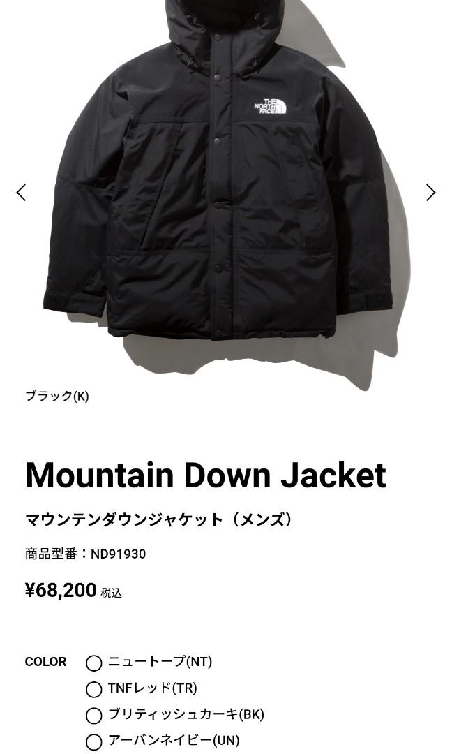 North face TNF 19aw mountain down jacket, 男裝, 外套及戶外衣服
