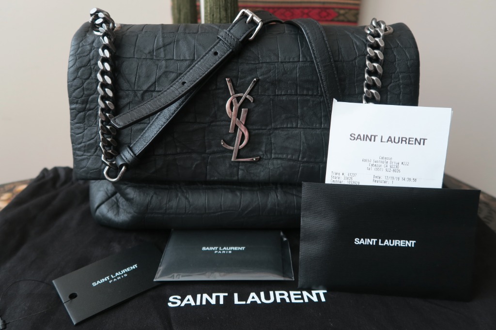Saint Laurent YSL West Hollywood Croc Print Leather Crossbody Bag