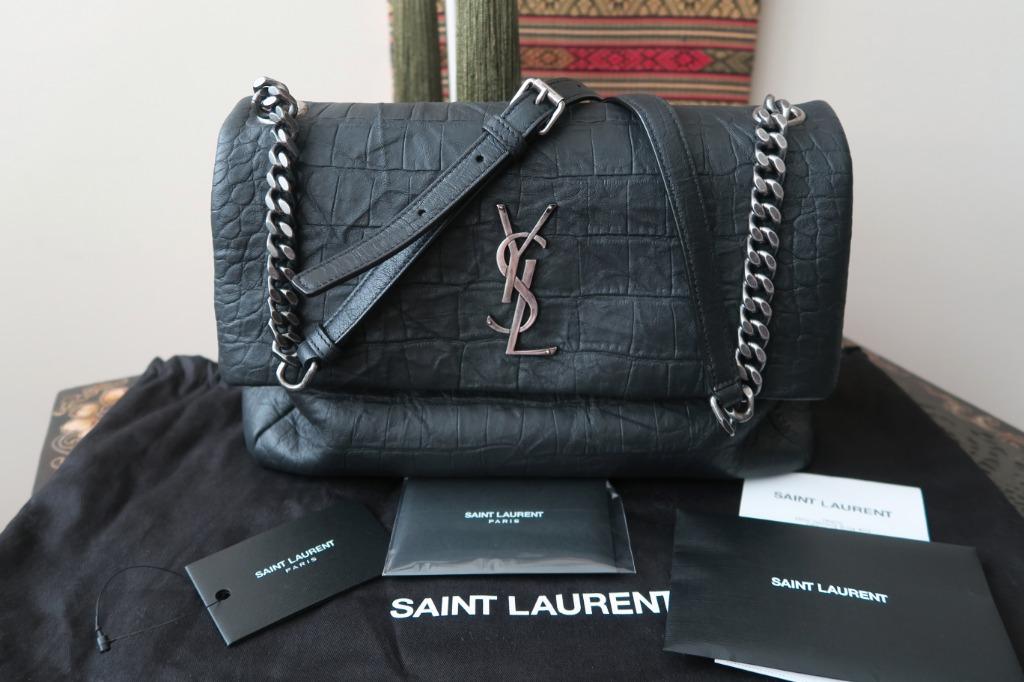 Yves Saint Laurent, Bags, Brand New Saint Laurent Medium West Hollywood  Cocco Print Bag Dark Gray