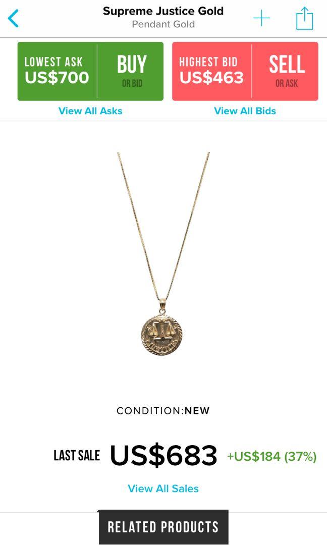 Supreme justice gold pendant new arrivals