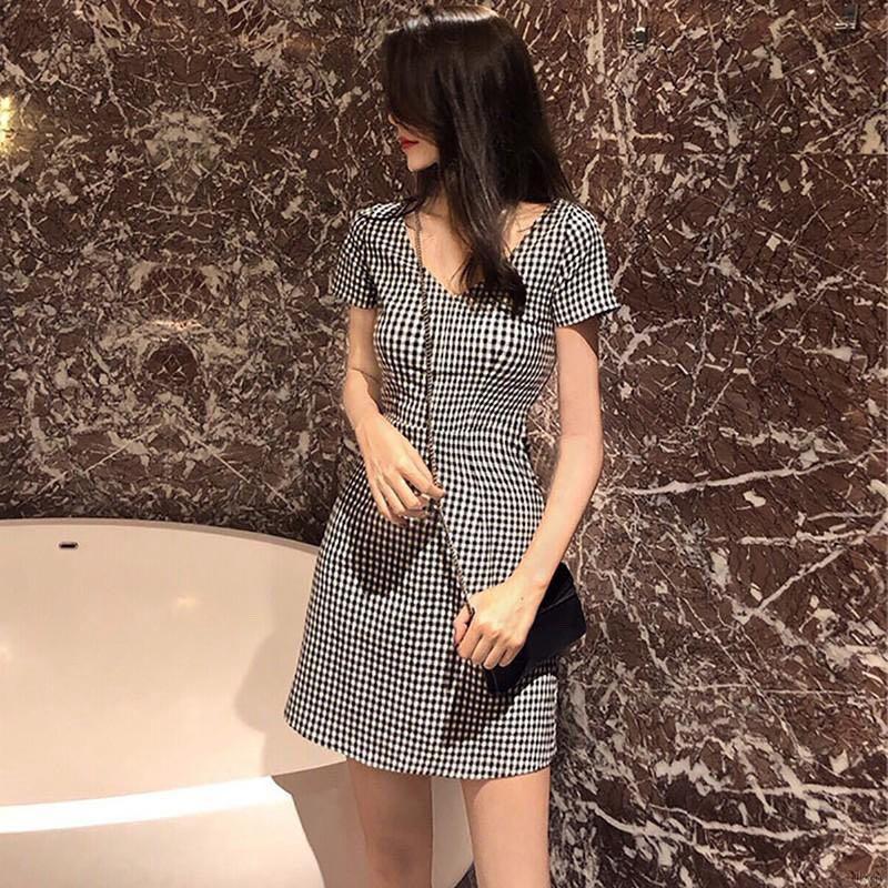 Korean checkered dress top
