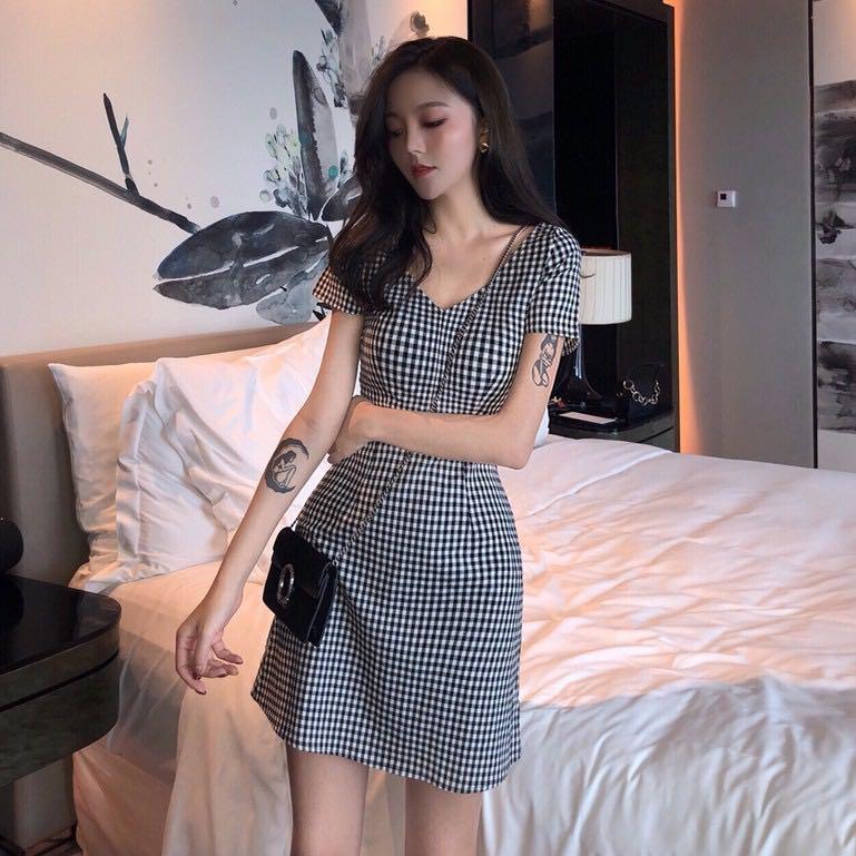 Gingham prom on sale dress