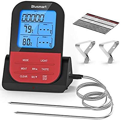 Probes Digital Wireless LCD Meat Cooking Food Kitchen Alarm Thermometer &Timer 