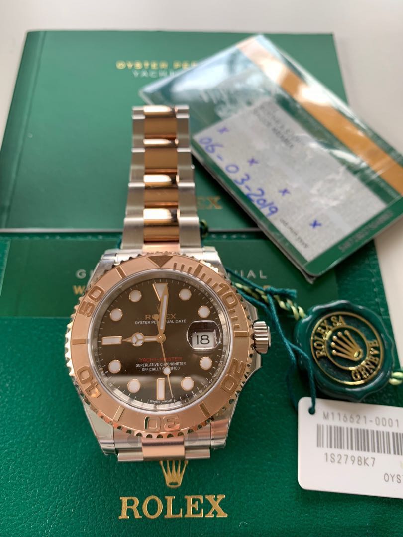 Brand New Rolex 40mm Yacht Master Rose Gold Chocolate Dial Men S Fashion Watches On Carousell