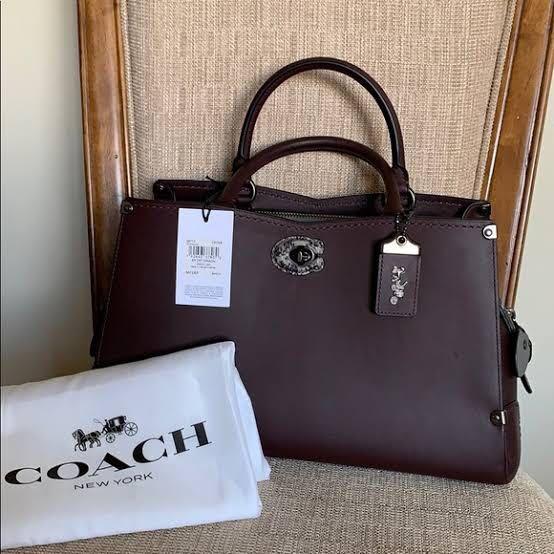 Coach Mason Carryall with Snakeskin Detail in Oxblood Coach Handbag Barang Mewah Tas Dompet di Carousell