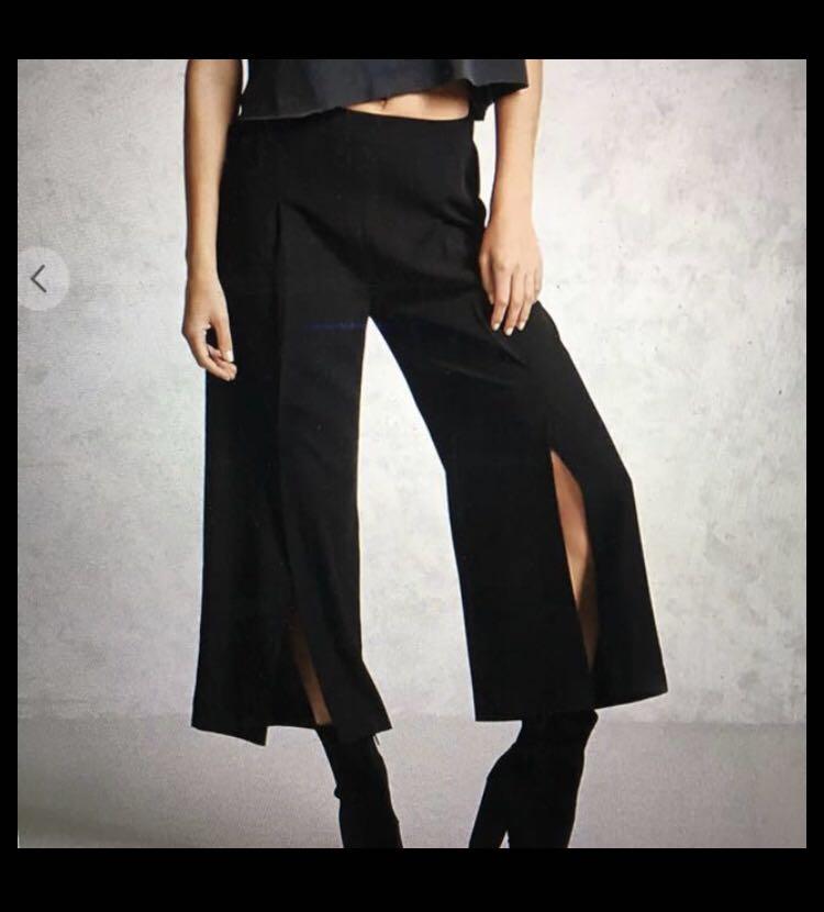 contemporary front slit pants culottes 