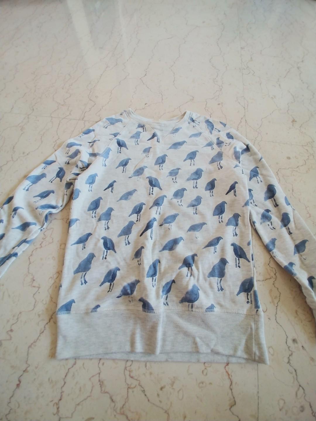 H M bird print Sweater Men s Fashion Tops Sets Hoodies on Carousell
