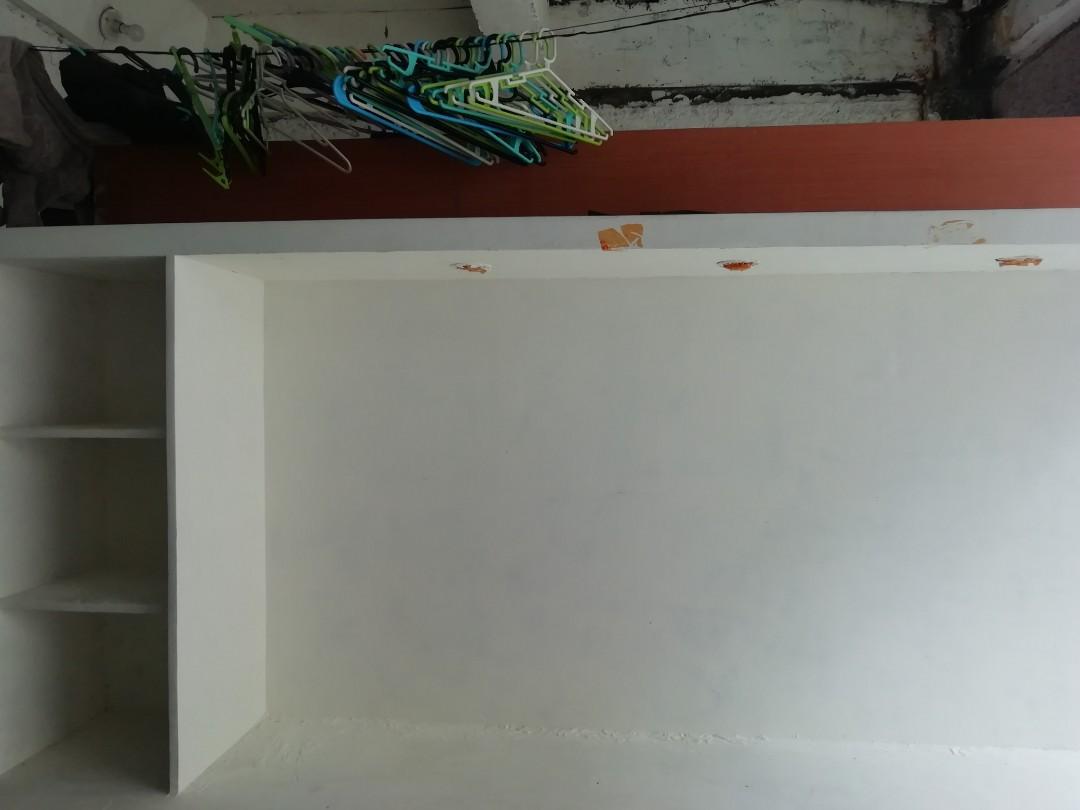 Media Console (Category: TV Consoles) located in Quezon City. Submitted by kimpossibleme (Listing ID 269298481, Image 3). Description: Dimension: 240x200x50 cms. With switch, outlet and 3 lights. Spent almost 20k for this. Started painting it with lacquer putty and paints. Selling because wala ng magtatapos ng pag paint and other finishing touches like hardwares. This is quite heavy so for pick up only. Cubao area. PS. Excuse the photos, these ar