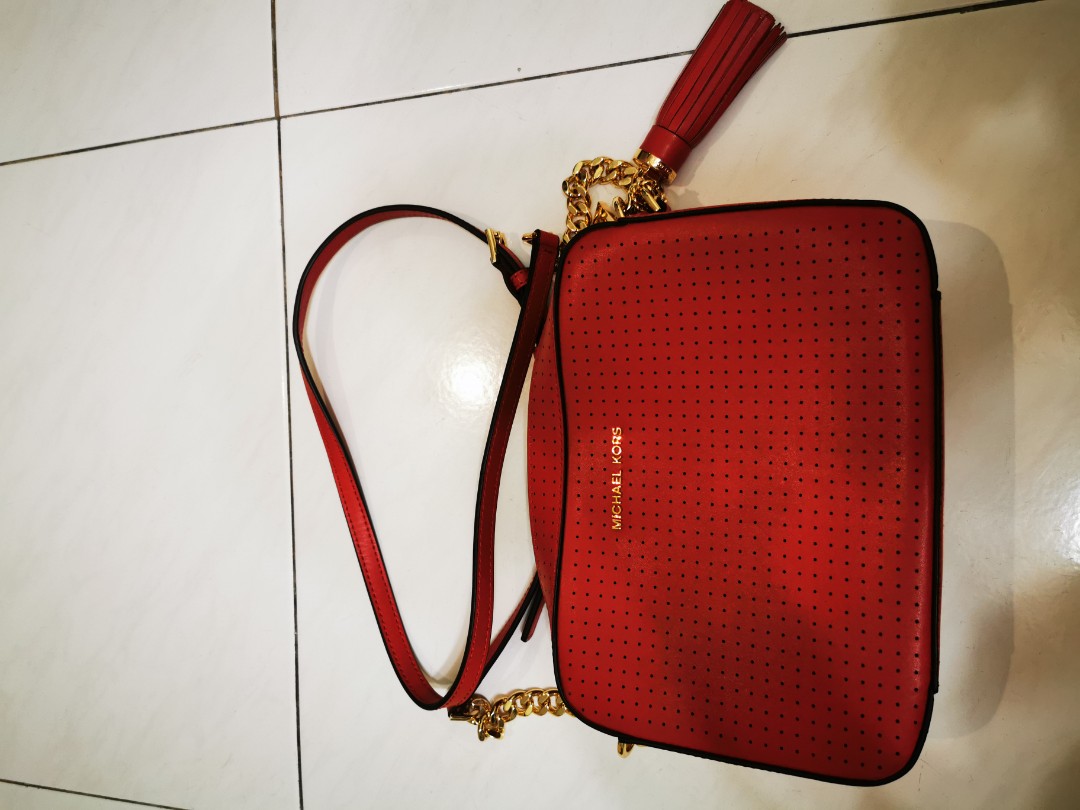 mk sling bag red