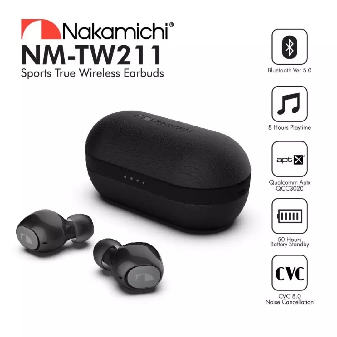 Nakamichi TW211 TWS Bluetooth 5.0 with Qualcomm APTX QCC3020 IPX7