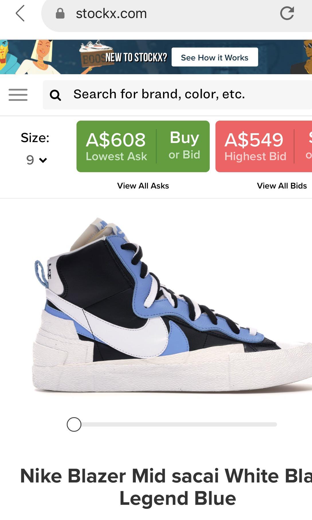 nike sacai blazer blue