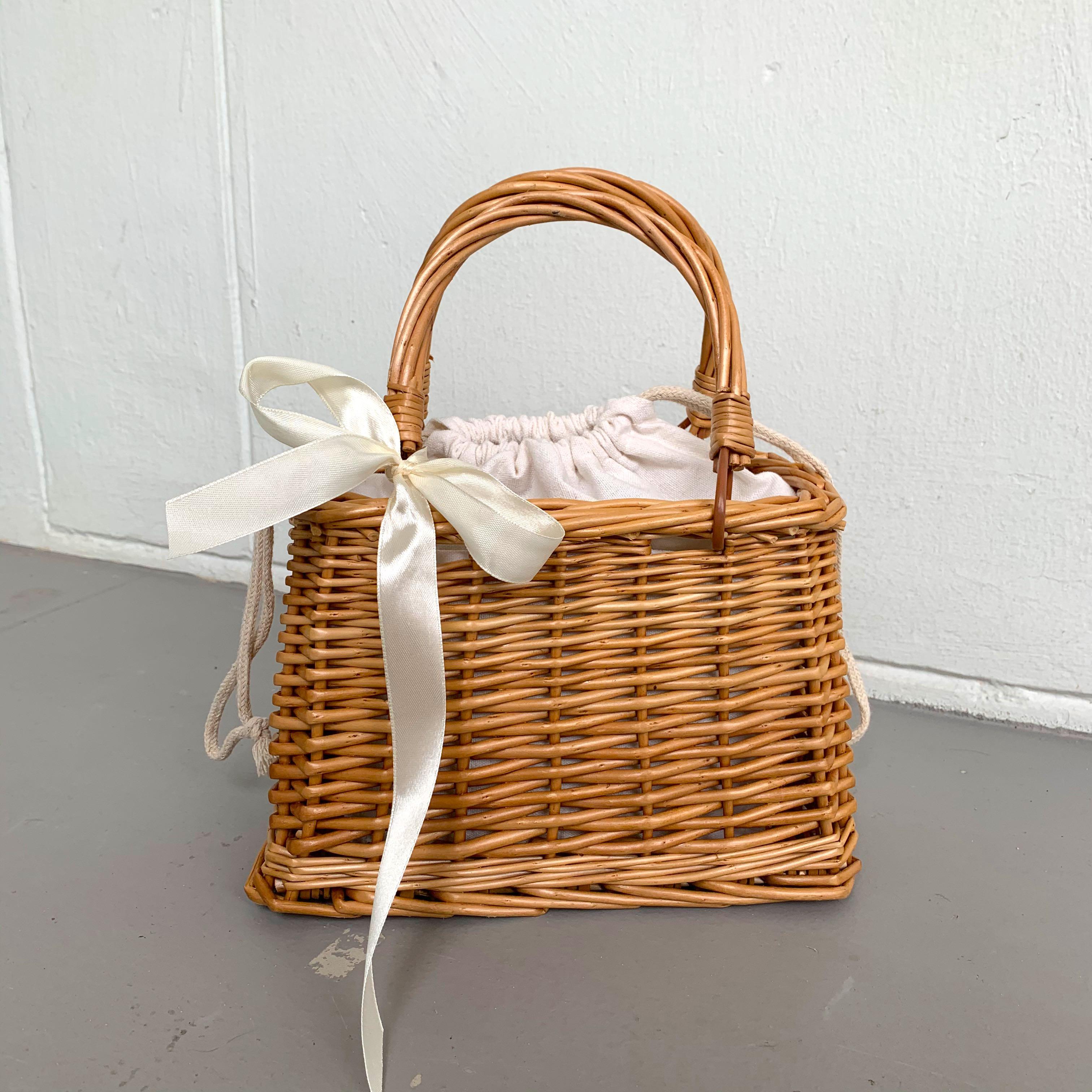 BN Picnic Basket Straw Bag Summer Beach Wicker Bag Rattan Bag