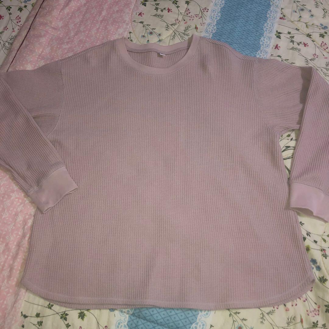Uniqlo Waffle Oversized Crew Neck Long 