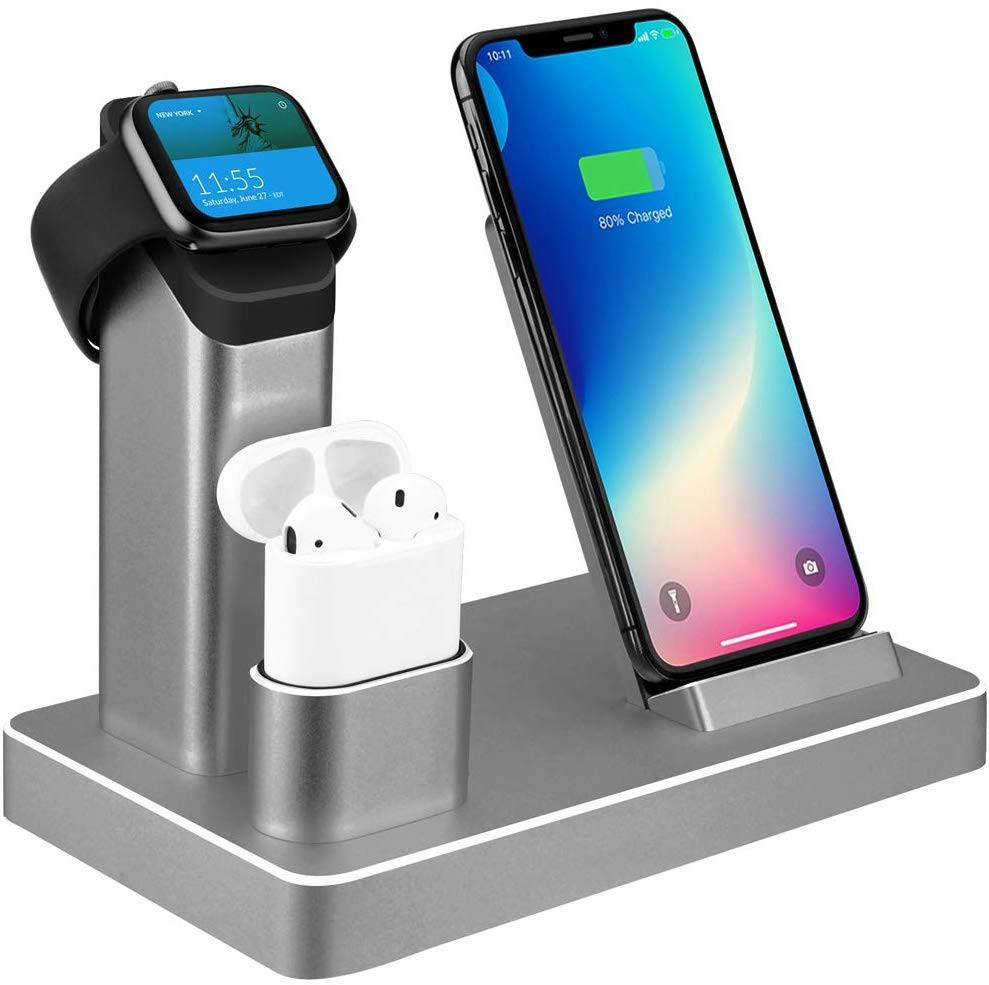 Wireless Charger.ZIKU 6 in 1 Aluminum 80W 14A 5 Port USB Wireless Charger iPhone Apple Watch Charging Stand Station Dock.for Airpods Apple Watch