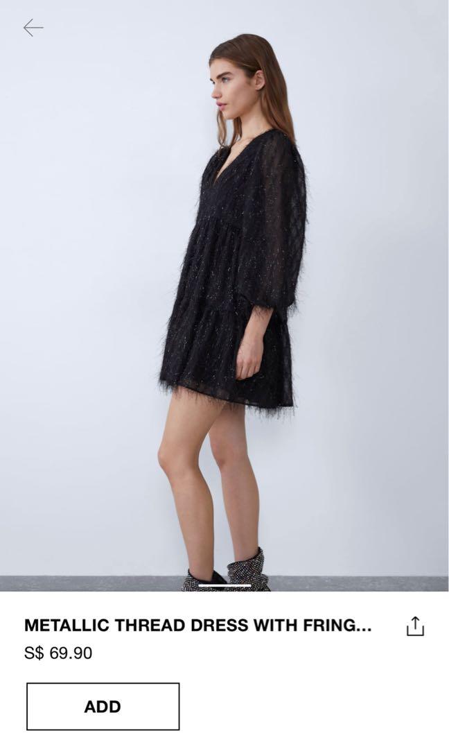 ZARA Metallic Thread Dress with Fringe