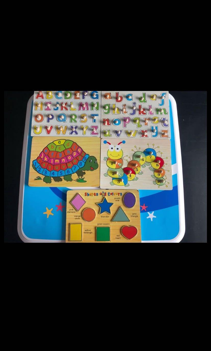 Alphabet and number wooden puzzle, Hobbies & Toys, Toys & Games on