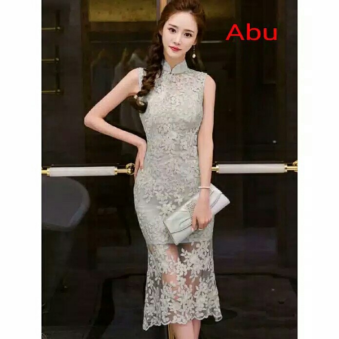 DRESS MARISSA SHANGHAI DRESS BROKAT DRESS MODERN WANITA DRES BRUKAT
