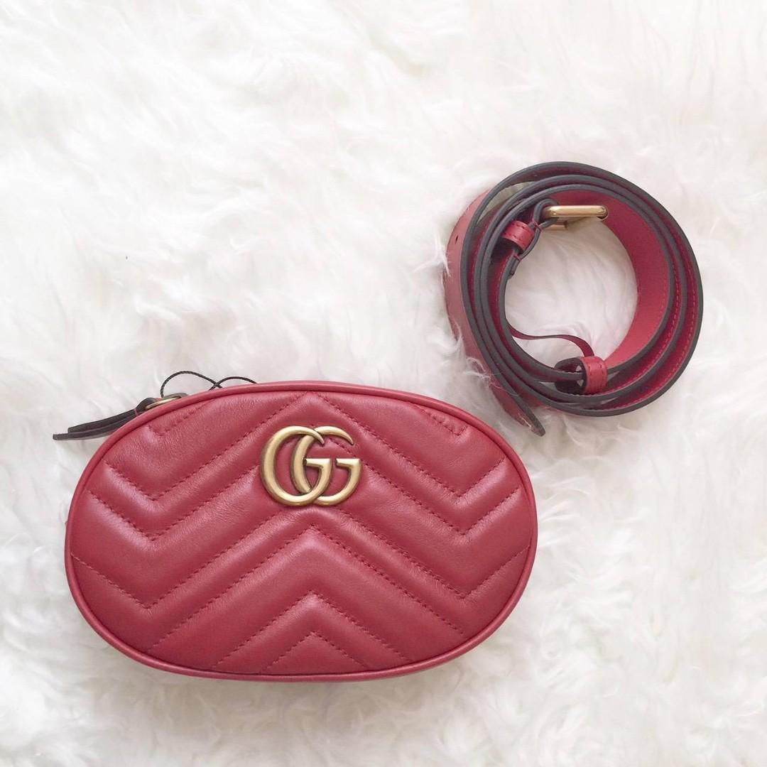 Gucci gg marmont mini belt bag red ghw 