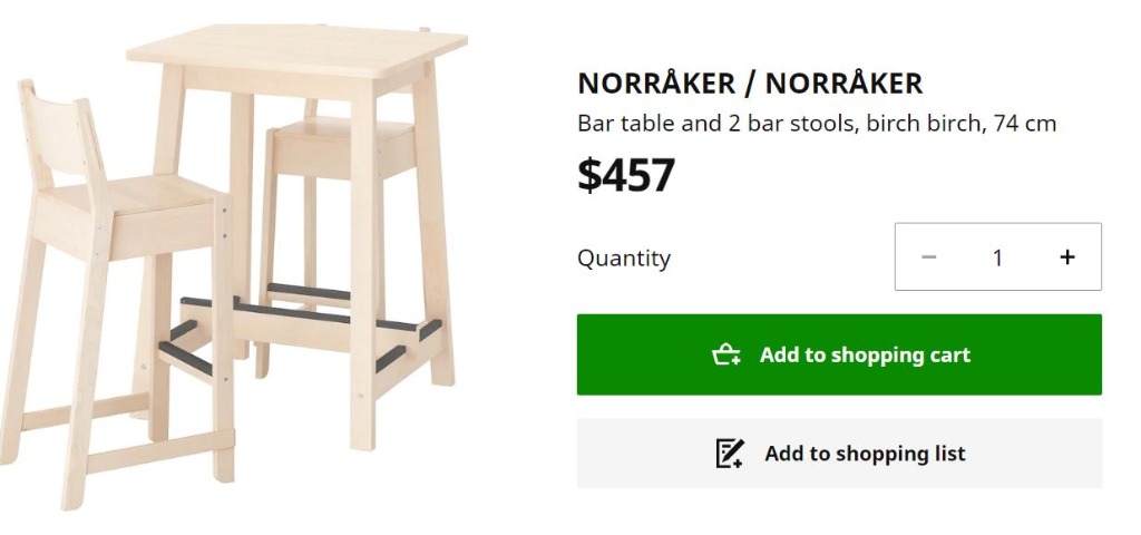 Ikea bar set I table and 2 stools, Furniture & Home Living, Furniture ...