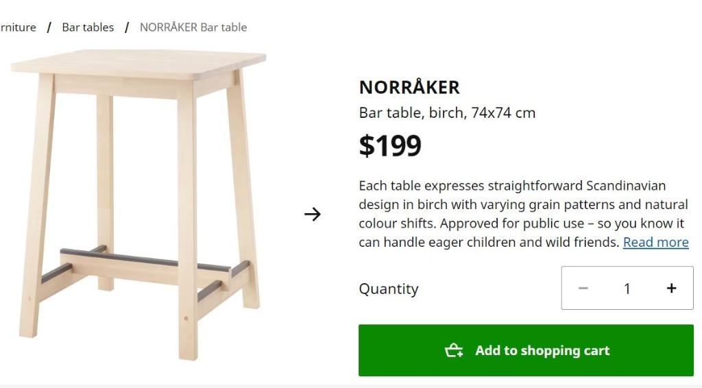 Ikea bar set I table and 2 stools, Furniture & Home Living, Furniture