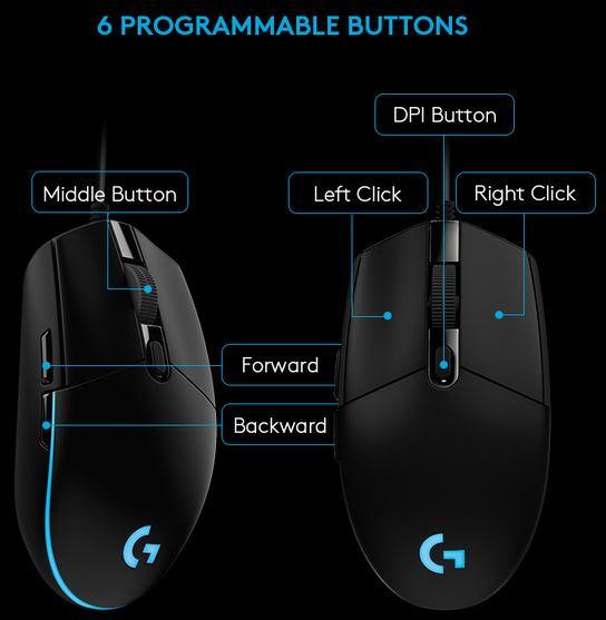 Logitech G103 Prodigy Programmable RGB Wired Gaming Mouse | $39 ...