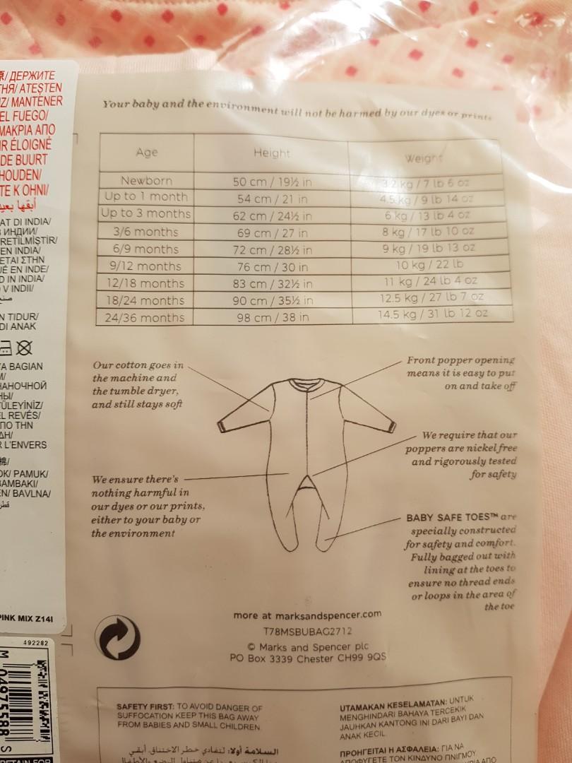 Marks and spencer baby girl sleepsuits, Babies & Kids, Babies & Kids
