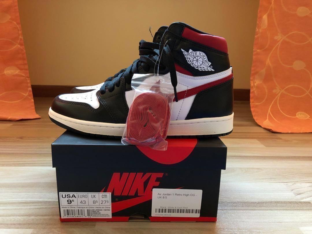 Nike Air Jordan 1 Retro High Og Gym Red Us9 5 Men S Fashion Footwear Sneakers On Carousell