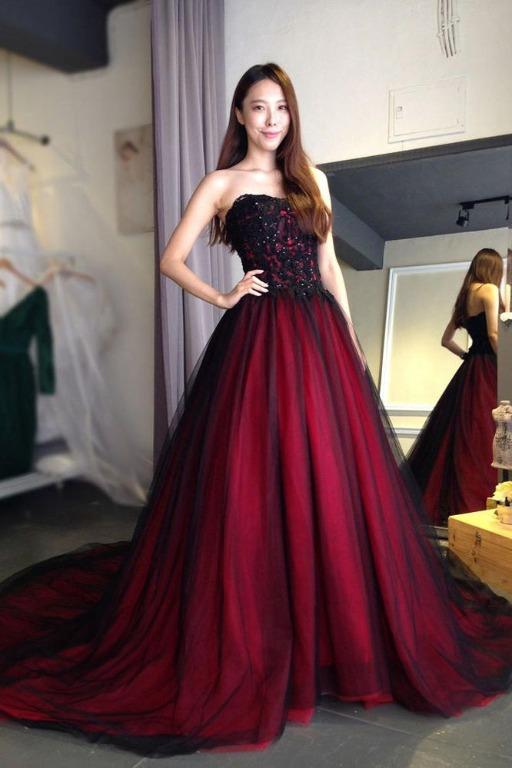 Red black ball gown outlet